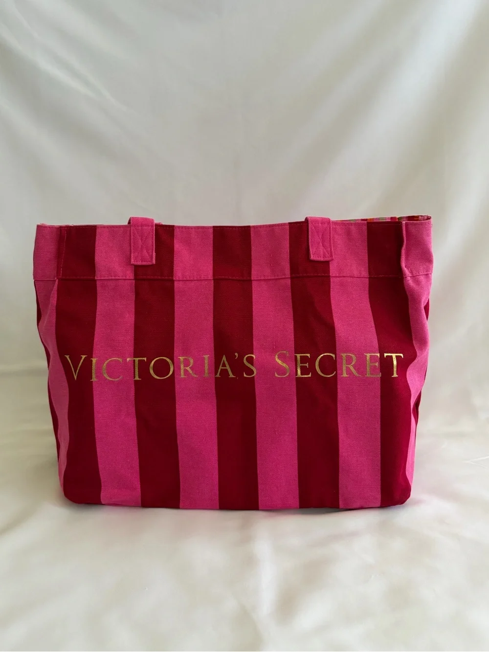 Victoria's Secret Pink Striped Canvas Tote